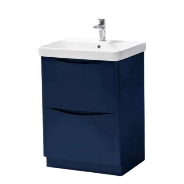 Kartell Cayo 600mm Floor Standing 2 Drawer Unit & Ceramic Basin - Blue