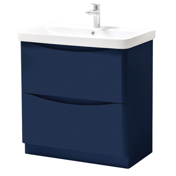 Kartell Cayo 800mm Floor Standing 2 Drawer Unit & Ceramic Basin - Blue