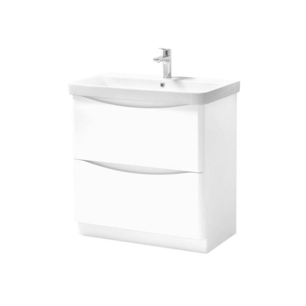 Kartell Arc 800mm Floor Standing 2 Drawer Unit & Ceramic Basin - White