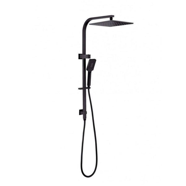 Kartell Nero Square Thermostatic Exposed Bar Shower with Overhead Drencher & Sliding Handset