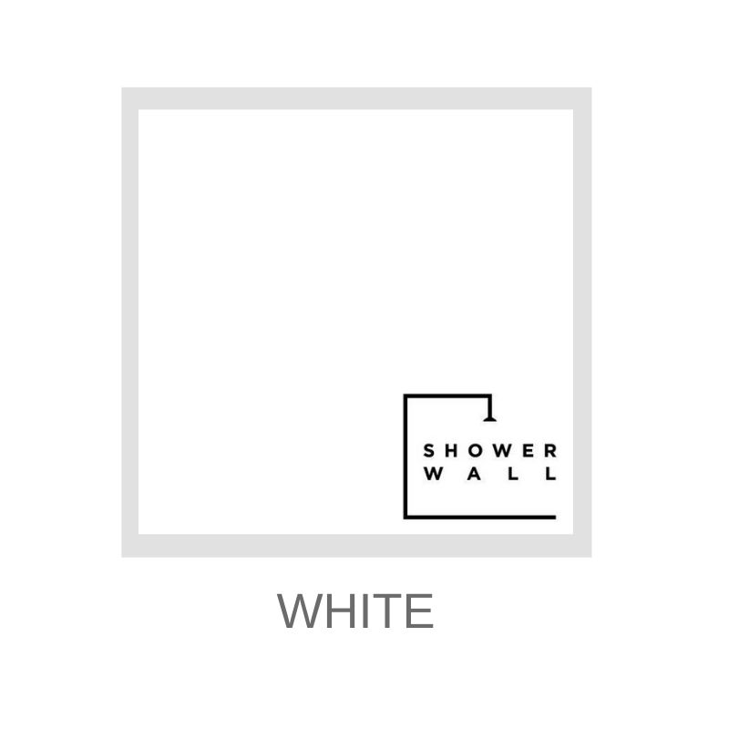Minimalist white shower wall panel design, modern bathroom interior element, plain color swatch sample.