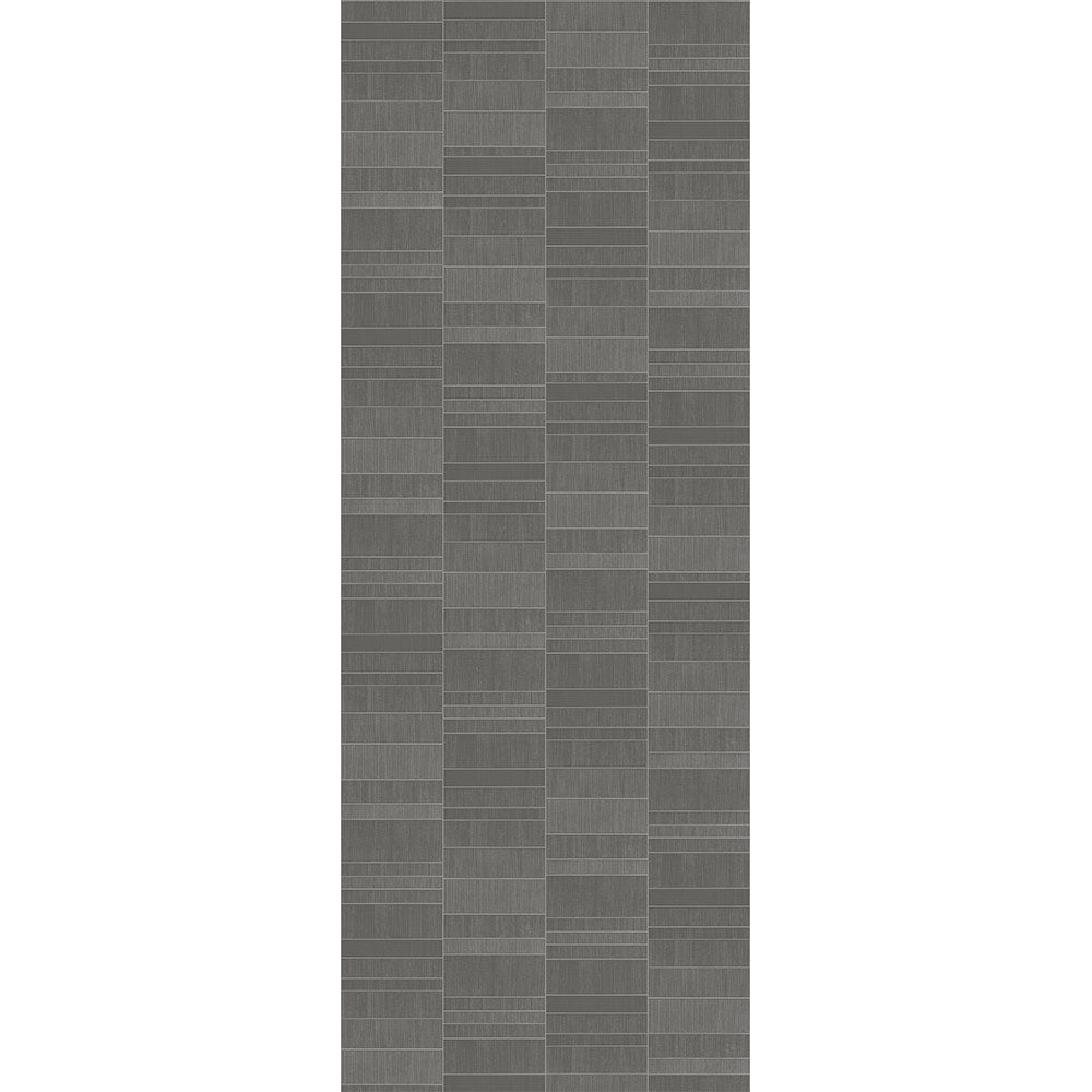 Gray textured wall tiles in vertical alignment with grid pattern design for modern architectural background.