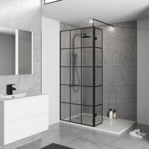 Kartell Krittal Wet Room Screen Inc. Support Bar - Black Frame | Multiple Sizes Available